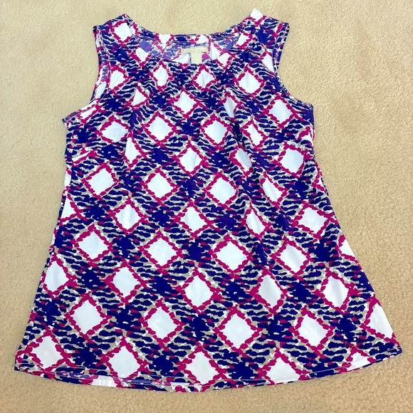 Banana Republic Factory Geometric Print Sleeveless Blouse- Small - Picture 11 of 13